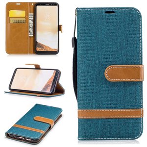 Tasche f�r Samsung Galaxy S8 Jeans Cover Handy Schutz H�lle Case Gr�n