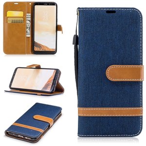 Tasche f�r Samsung Galaxy S8 Jeans Cover Handy Schutz H�lle Case Dunkelblau