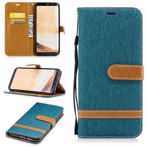 Tasche f�r Samsung Galaxy S8+ PLus Jeans Cover Handy Schutz H�lle Case Gr�n