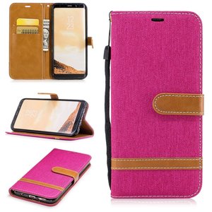 Tasche f�r Samsung Galaxy S8+ PLus Jeans Cover Handy Schutz H�lle Case Pink