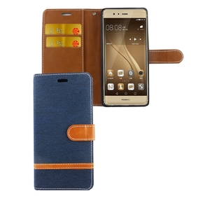 Tasche f�r Huawei P9 Jeans Cover Handy Schutz H�lle Case Dunkelblau