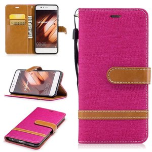 Tasche f�r Huawei P10 Jeans Cover Handy Schutz H�lle Case Pink