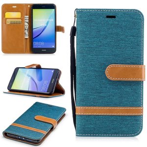 Tasche f�r Huawei P10 Lite Jeans Cover Handy Schutz H�lle Case Gr�n