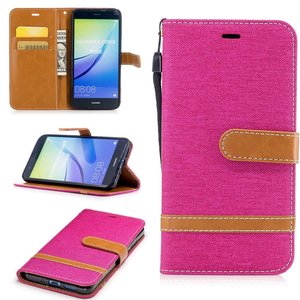 Tasche f�r Huawei P10 Lite Jeans Cover Handy Schutz H�lle Case Pink