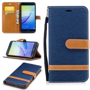 Tasche f�r Huawei P10 Lite Jeans Cover Handy Schutz H�lle Case Dunkelblau
