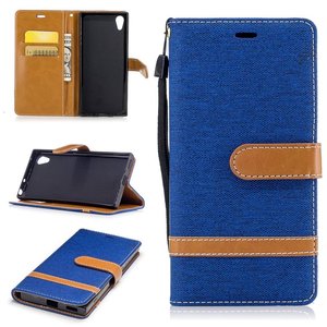 Tasche f�r Sony Xperia XA1 Jeans Cover Handy Schutz H�lle Case Blau