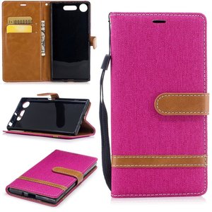 Tasche fr Sony Xperia XZ1 Jeans Cover Handy Schutz Hlle Case Pink