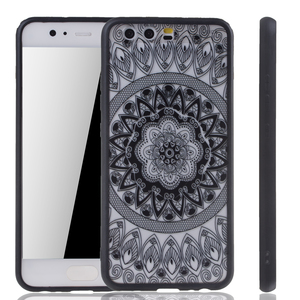 Handy H�lle Mandala f�r Huawei P10 Design Case Schutzh�lle Motiv Kreis Cover Tasche Bumper Schwarz