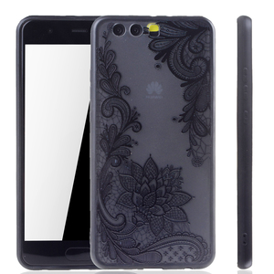Handy H�lle Mandala f�r Huawei P10 Plus Design Case Schutzh�lle Motiv Bl�te Cover Tasche Bumper Schwarz
