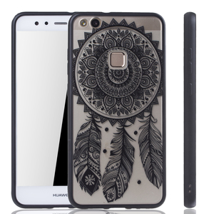 Handy H�lle Mandala f�r Huawei P10 Lite Design Case Schutzh�lle Motiv Traumf�nger Cover Tasche Bumper Schwarz