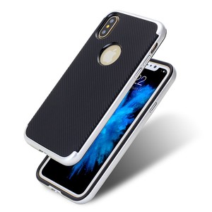 Hybrid Silikon Handy Hlle fr Apple iPhone X Case Cover Tasche Silber