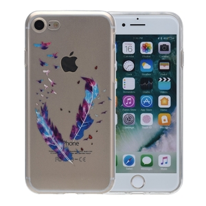 Henna Cover f�r Apple iPhone 7 Plus Case Schutz H�lle Silikon Federn Bunt