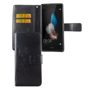 Schutz H�lle Blumen f�r Handy Huawei P8 Lite Schwarz