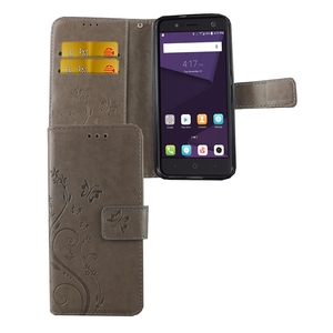 Schutz H�lle Blumen f�r Handy ZTE Blade V8 Lite Grau