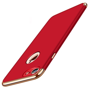 Handy H�lle Schutz Case f�r Apple iPhone 6 / 6s Bumper 3 in 1 Cover Chrom Rot
