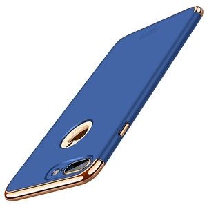 Handy Hlle Schutz Case fr Apple iPhone 7 Plus Bumper 3 in 1 Cover Chrom Blau