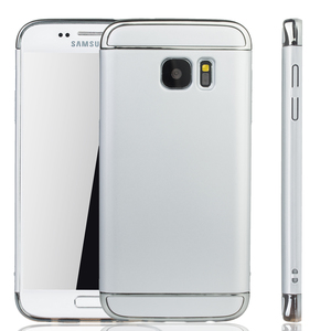 Handy H�lle Schutz Case f�r Samsung Galaxy S7 Bumper 3 in 1 Cover Chrom Silber