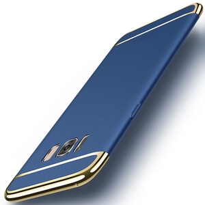 Handy Hlle Schutz Case fr Samsung Galaxy S8 Bumper 3 in 1 Cover Chrom Blau