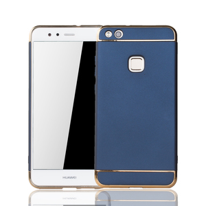 Handy H�lle Schutz Case f�r Huawei P10 Lite Bumper 3 in 1 Cover Chrom Etui Blau