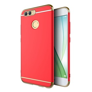 Handy H�lle Schutz Case f�r Huawei Y3 2017 Bumper 3 in 1 Cover Chrom Etui Rot