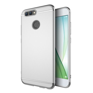  Handy H�lle Schutz Case f�r Huawei Nova 2 Bumper 3 in 1 Cover Chrom Etui Silber