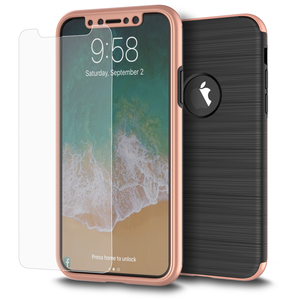Apple iPhone X 2 in 1 Handyhlle 360 Grad Full Cover Case Pink