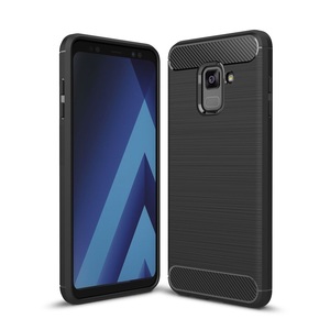 Schutzh�lle Handyh�lle f�r Samsung Galaxy A8 Plus (2018) Case Cover Carbon Optik Schwarz