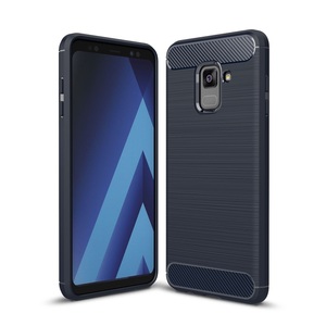 Schutzh�lle Handyh�lle f�r Samsung Galaxy A8 Plus (2018) Case Cover Carbon Optik Blau