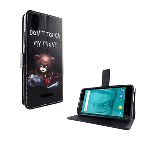 Handyhlle Tasche fr Handy Wiko Lenny 4 Plus Schriftzug Br mit Kettensge