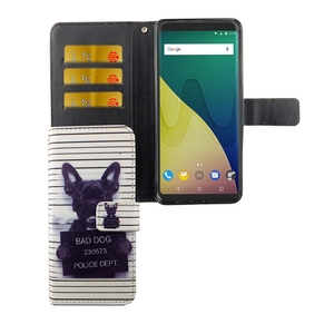 Handyh�lle Tasche f�r Handy Wiko View XL B�ser Hund Wei�