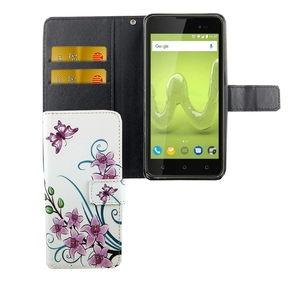 Handyh�lle Tasche f�r Handy Wiko Sunny 2 Plus Lotusblume