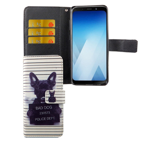 Handyhlle Tasche fr Handy Samsung Galaxy A8 2018 Bser Hund Wei