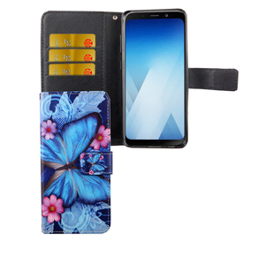 Handyhlle Tasche fr Handy Samsung Galaxy A8 2018 Blauer Schmetterling