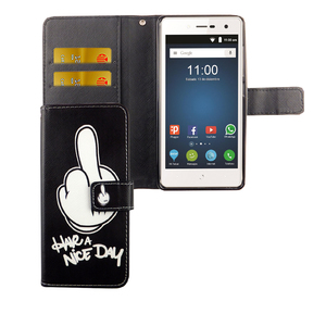Handyh�lle Tasche f�r Handy ZTE Blade L7 Have A Nice Day Schwarz