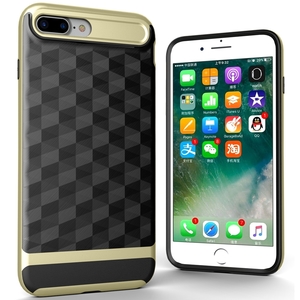 H�lle f�r Apple iPhone 7 Plus Backcover Case Handy Schutzh�lle - Cover 3D Prisma Design Gold