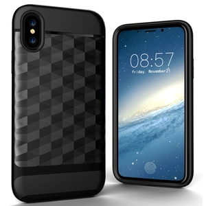 Hlle fr Apple iPhone X / 10 Backcover Case Handy Schutzhlle - Cover 3D Prisma Design Schwarz