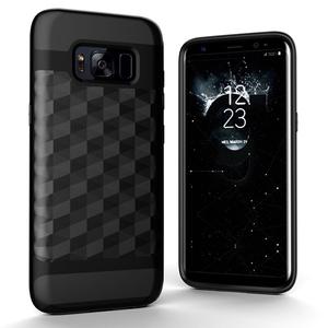 H�lle f�r Samsung Galaxy S8 Plus Backcover Case Handy Schutzh�lle - Cover 3D Prisma Design Schwarz