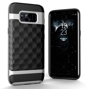 H�lle f�r Samsung Galaxy S8 Plus Backcover Case Handy Schutzh�lle - Cover 3D Prisma Design Silber