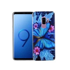 Handy H�lle f�r Samsung Galaxy S9+ Blauer Schmetterling Smartphone Cover Bumper Schale Etuis