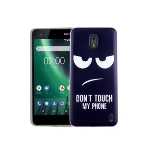 Handy Hlle fr Nokia 2 Dont Touch My Phone Blau Smartphone Cover Bumper Schale Etuis