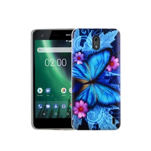 Handy Hlle fr Nokia 2 Blauer Schmetterling Smartphone Cover Bumper Schale Etuis
