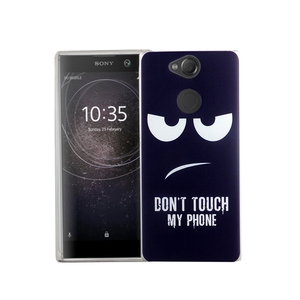 Handy Hlle fr Sony Xperia XA2 Dont Touch My Phone Blau Smartphone Cover Bumper Schale Etuis