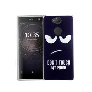 Handy H�lle f�r Sony Xperia XA2 Dont Touch My Phone Blau Smartphone Cover Bumper Schale Etuis
