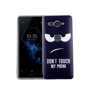 Handy Hlle fr Sony Xperia XZ2 Compact Dont Touch My Phone Blau Smartphone Cover Bumper Schale Etuis