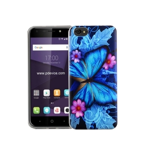Handy H�lle f�r ZTE Blade A6 Lite Blauer Schmetterling Smartphone Cover Bumper Schale Etuis