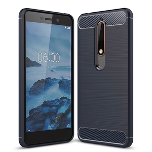 Schutzhlle Handyhlle fr Nokia 6 (2018) Case Cover Carbon Optik Blau