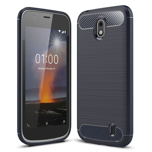 Schutzhlle Handyhlle fr Nokia 1 Case Cover Carbon Optik Blau