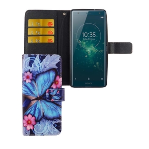 Handyhlle Tasche fr Handy Sony Xperia XZ2 Blauer Schmetterling