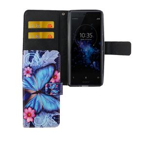 Handyhlle Tasche fr Handy Sony Xperia XZ2 Compact Blauer Schmetterling
