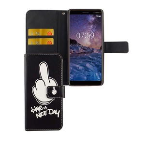 Handyhlle Tasche fr Handy Nokia 7 Plus Have A Nice Day Schwarz
